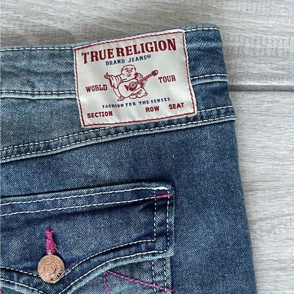 True Religion- Joey women’s Mid-Rise Medium Wash Flare Leg Jeans Sz:32 Color:Blu - Picture 8 of 11